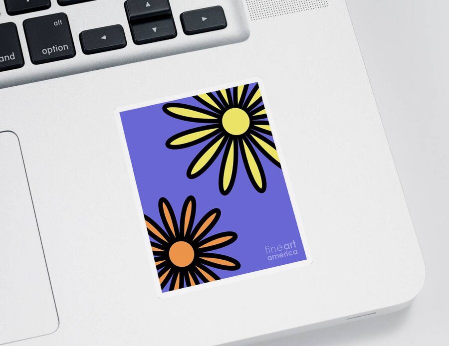 Mod Sticker featuring the digital art Mod Flowers 2 on Twilight by Donna Mibus