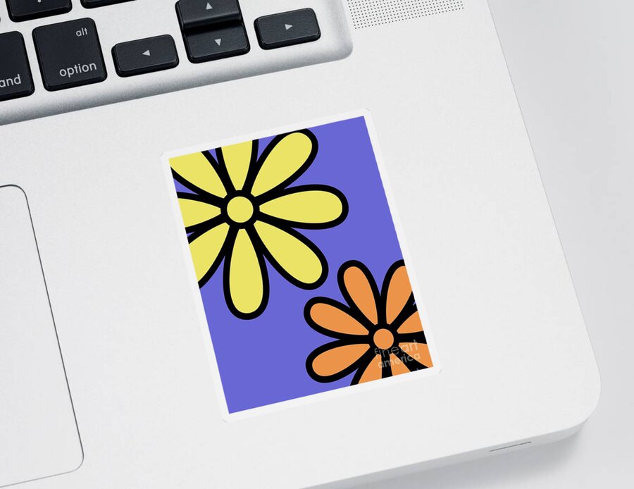 Mod Sticker featuring the digital art Mod Flowers 3 on Twilight by Donna Mibus
