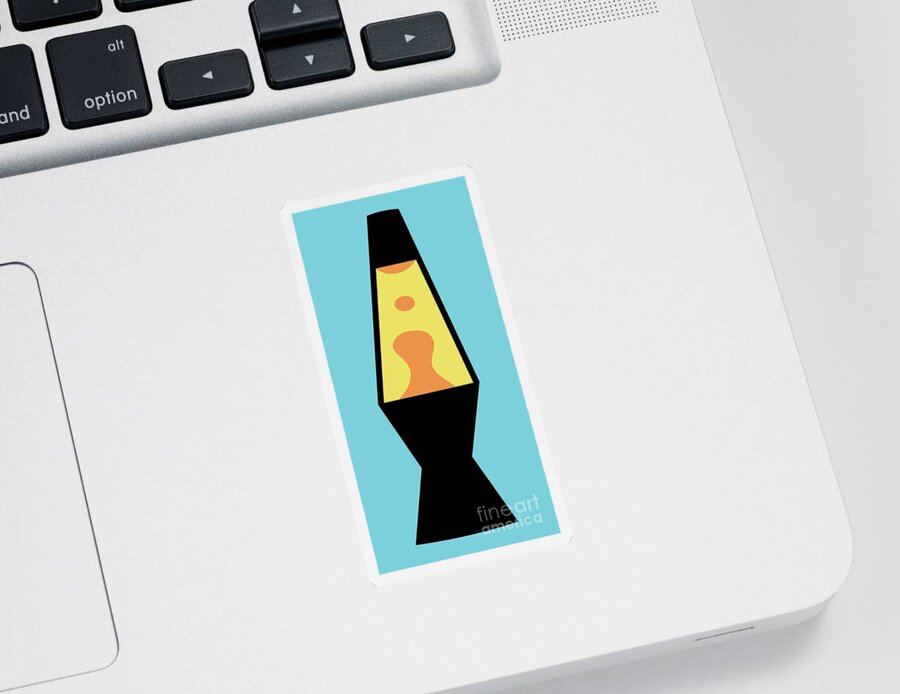 Mod Sticker featuring the digital art Mod Lava Lamp on Blue by Donna Mibus