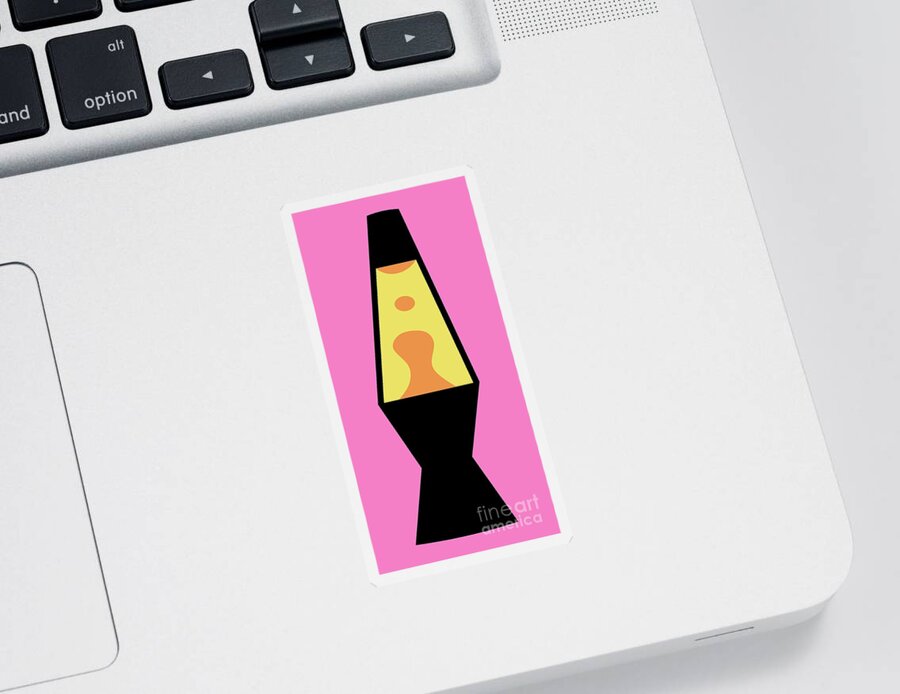 Mod Sticker featuring the digital art Mod Lava Lamp on Pink by Donna Mibus