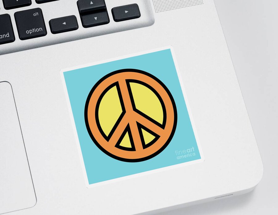 Mod Sticker featuring the digital art Mod Peace Sign in Blue by Donna Mibus