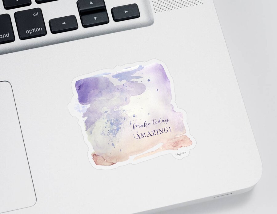 Abstract Art Sticker featuring the photograph Modern Abstract Watercolor Wash Make Today Amazing Peach Lavender Gray Eggplant Purple by Audrey Jeanne Roberts