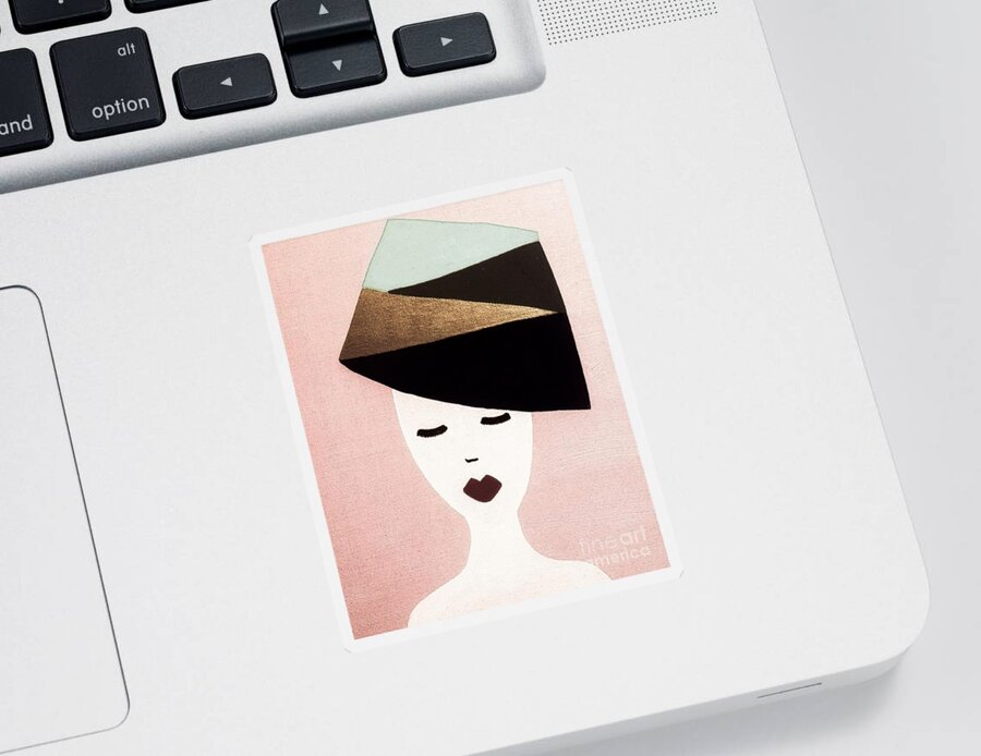 Abstrakt Sticker featuring the mixed media Modern lady by Nomi Morina