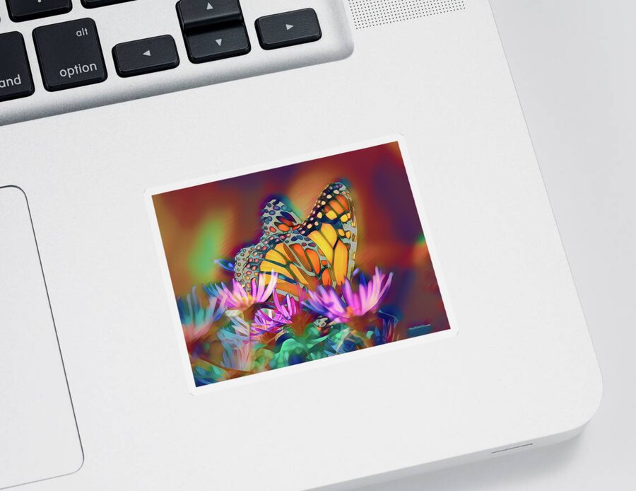 Butterfly Sticker featuring the photograph Modern Monarch by Mary Walchuck