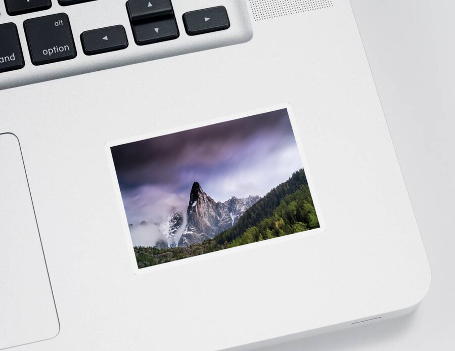 Mont Blanc Sticker featuring the photograph Mont Blanc with wispy clouds by Andrew Lalchan