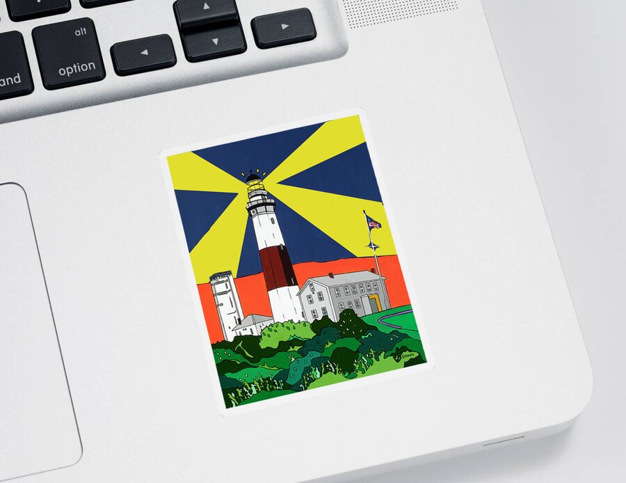 Montauk Point Lighthouse Longisland Eastend Sticker featuring the painting Montauk Light House by Mike Stanko