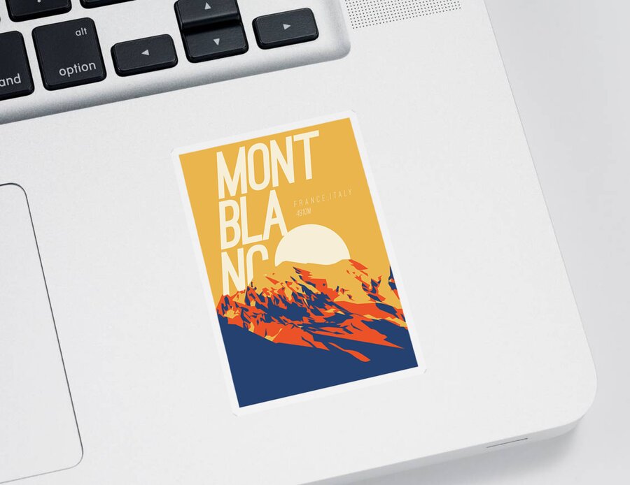 Oil On Canvas Sticker featuring the digital art Montblanc, Mountaineering Travel Poster 2 by Celestial Images