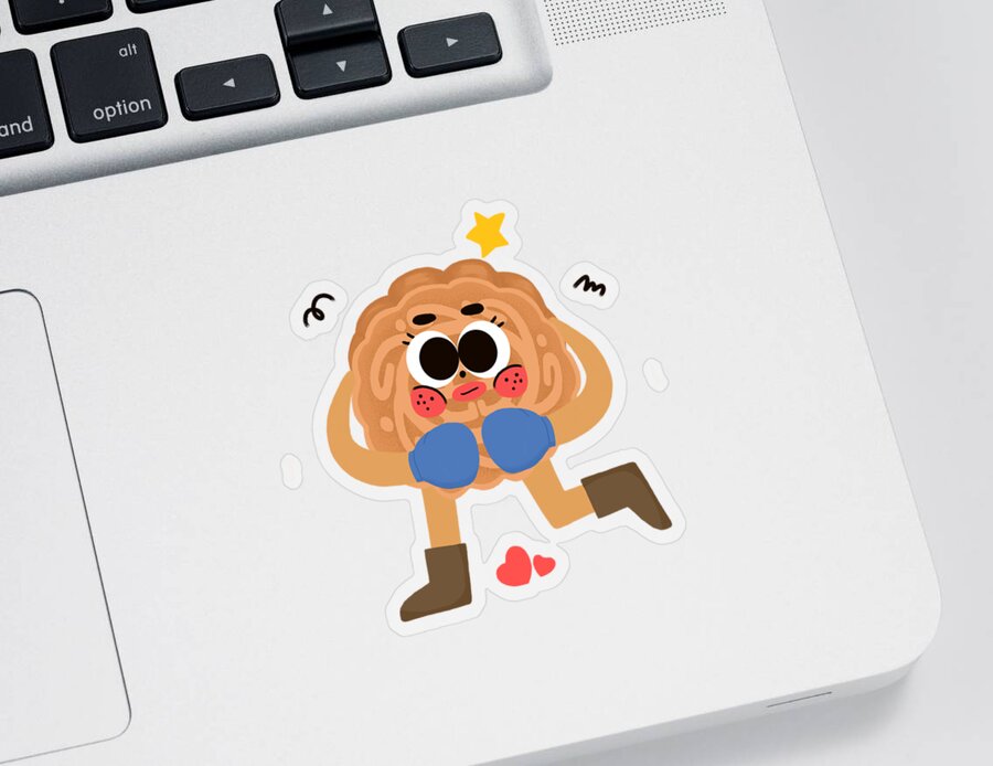 Moon Cakes Sticker featuring the drawing Moon cakes love boxing by Min Fen Zhu