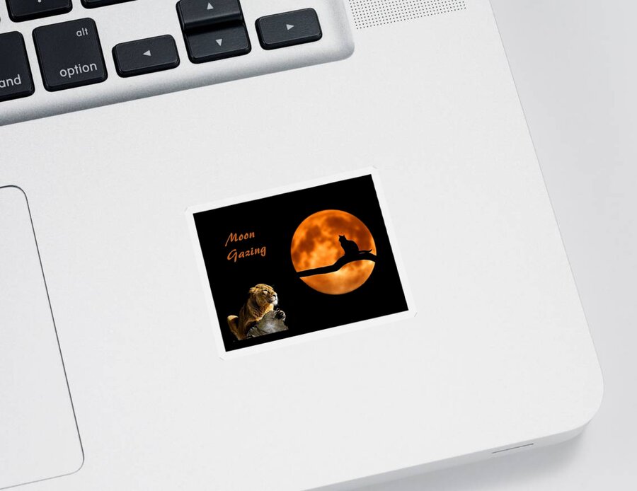 Moon Sticker featuring the mixed media Moon Gazing by Nancy Ayanna Wyatt