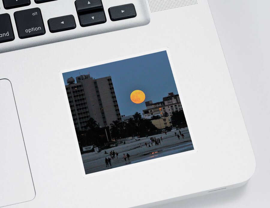 Moon Sticker featuring the photograph Moon Rise by Mingming Jiang
