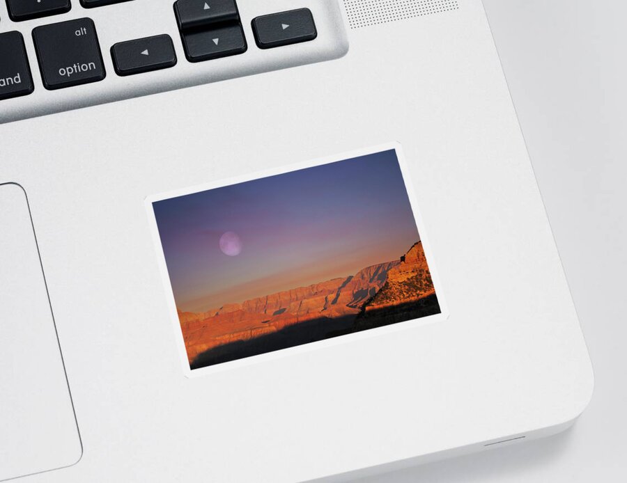 Fine Art Sticker featuring the photograph Moonrise Over the South Rim by Robert Harris