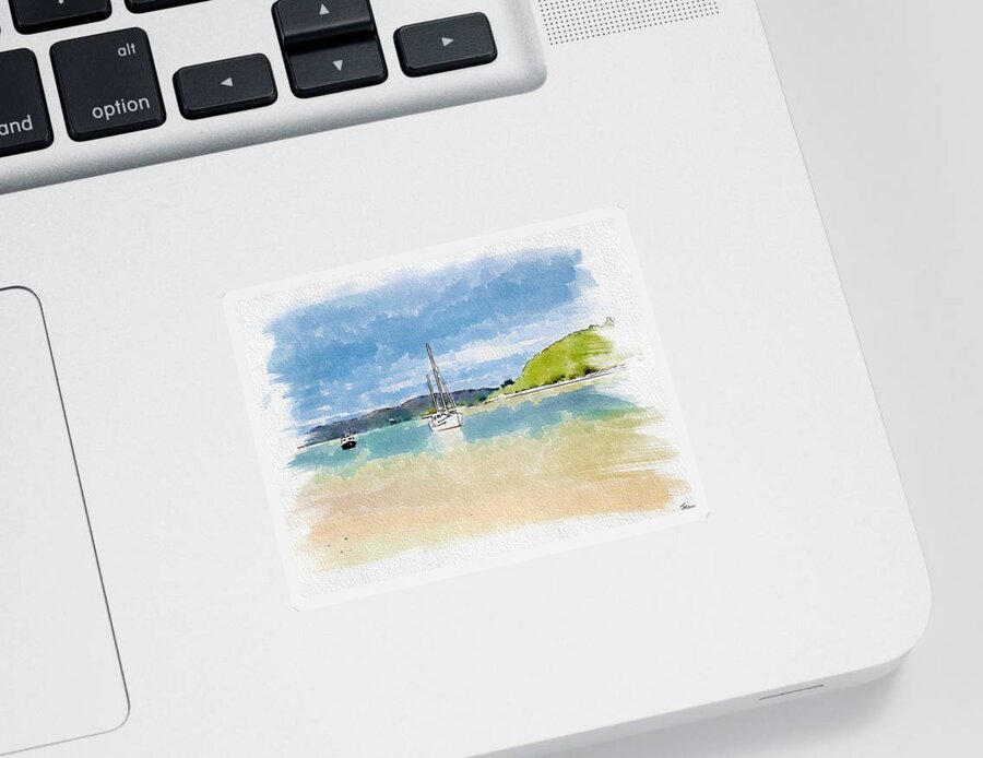 Morar Sticker featuring the digital art Morar Sands Beach by John Mckenzie