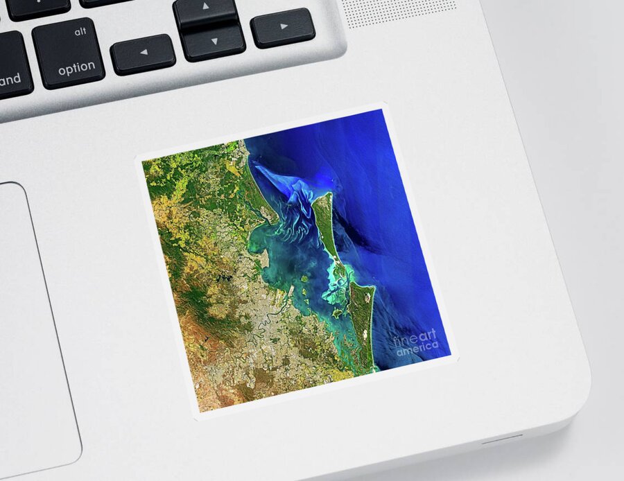 Aerial Sticker featuring the photograph Moreton Bay Australia From Space by M G Whittingham