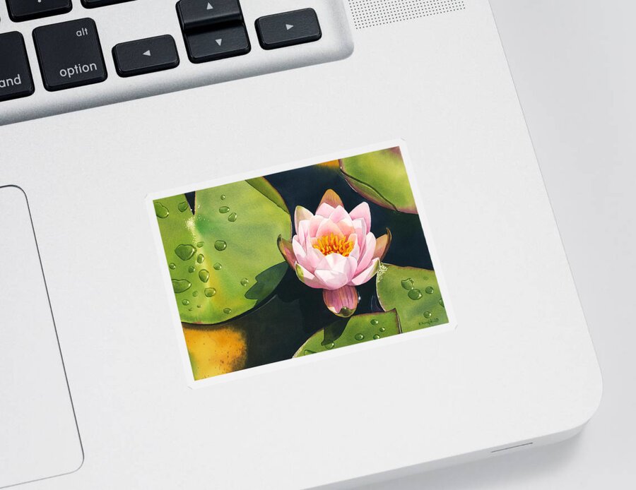 Water Lily Sticker featuring the painting Morning Bliss by Espero Art