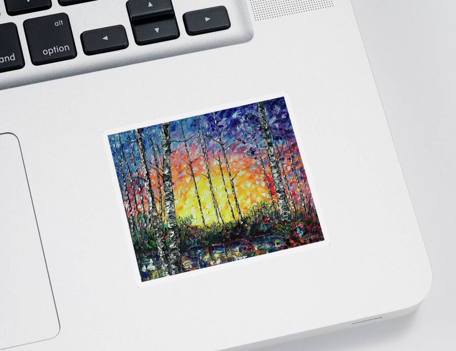 Rich Sticker featuring the painting Morning Breaks by OLena Art