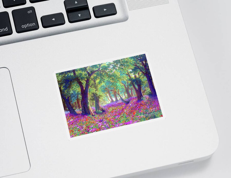 Landscape Sticker featuring the painting Morning Dew by Jane Small