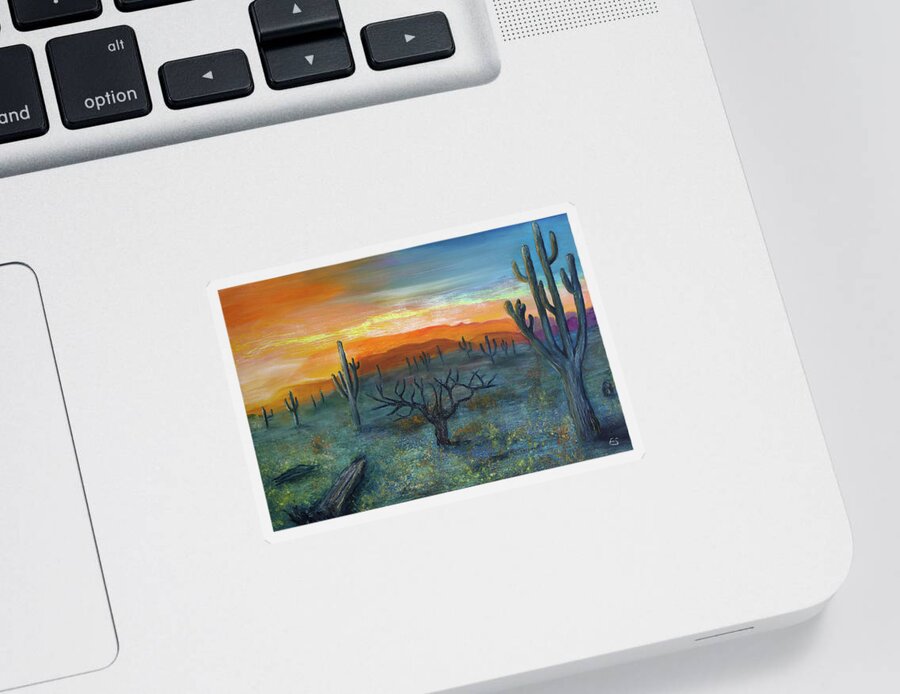 Orange Sticker featuring the painting Morning Has Broken by Evelyn Snyder