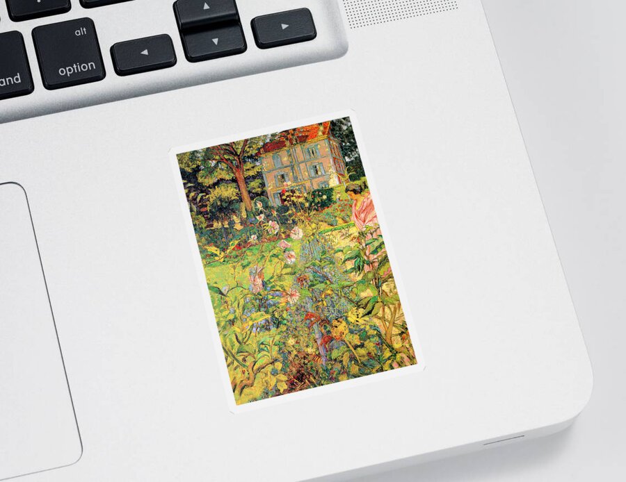 Edouard Vuillard Sticker featuring the painting Morning in the Garden at Vaucresson by Edouard Vuillard