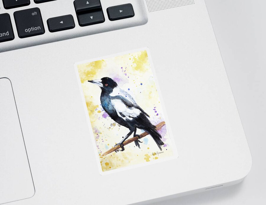 Magpie Sticker featuring the painting Morning Song by Kirsty Rebecca