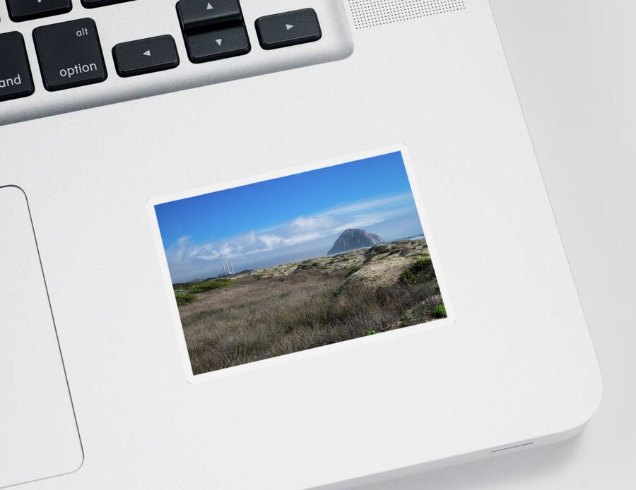 Morro Bay Sticker featuring the photograph Morro Rock looking over Sand Dunes by Matthew DeGrushe