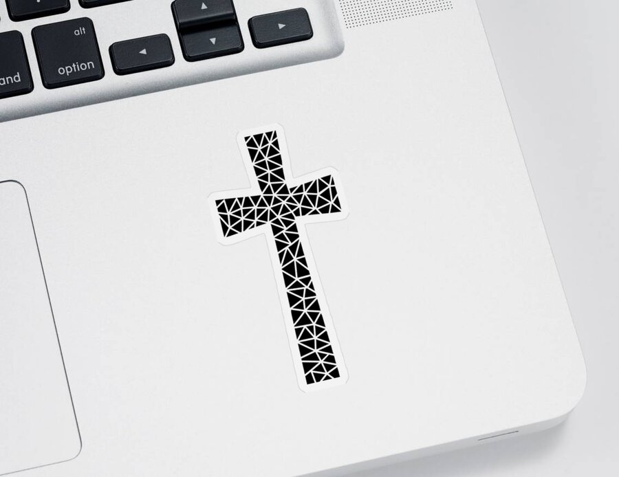 Mid Century Modern Sticker featuring the digital art Mosaic Cross by Donna Mibus