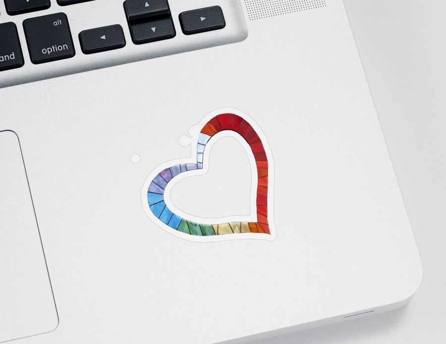 Heart Sticker featuring the glass art Mosaic Heart In Rainbow Colors by Adriana Zoon