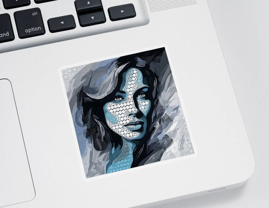 Abstract Sticker featuring the digital art Mosaic Style Abstract Portrait - 02852 by Philip Preston