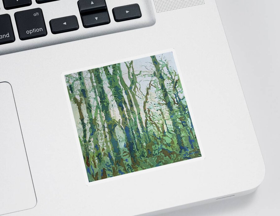 Trees Sticker featuring the painting Mossy Tangle by Jenny Armitage