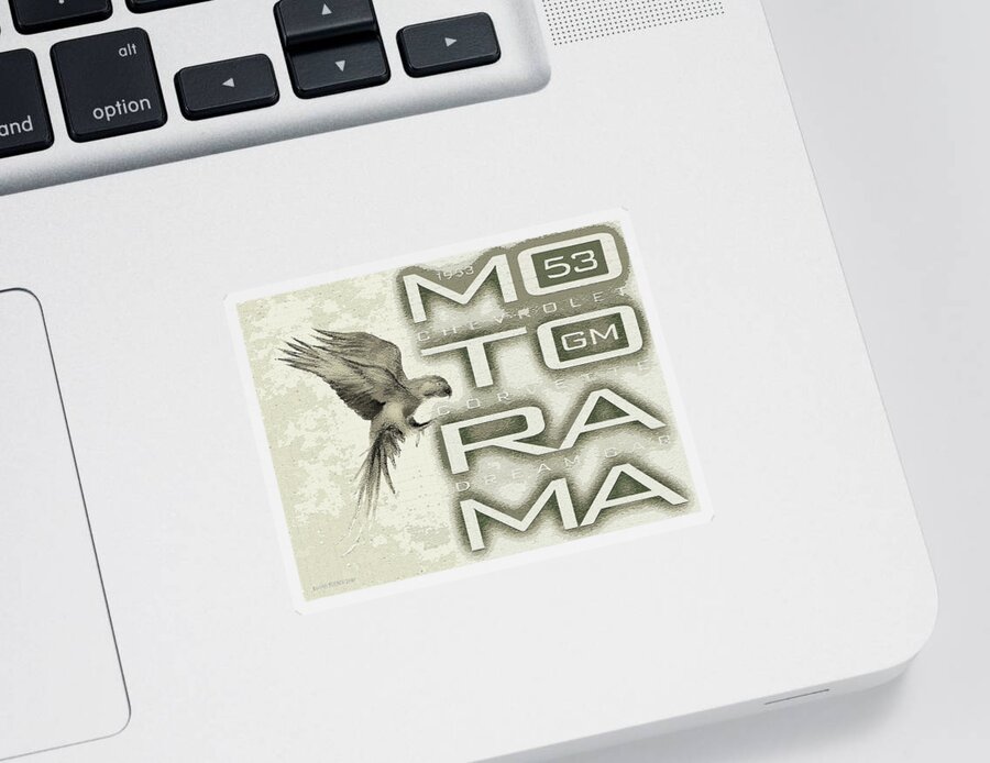 Motorama Sticker featuring the digital art Motorama / 53 Chevrolet Corvette by David Squibb