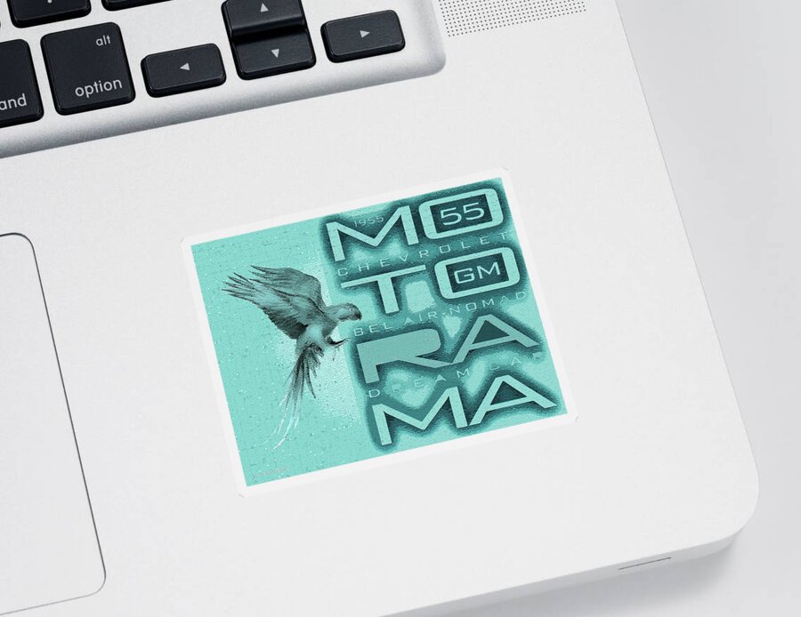 Motorama Sticker featuring the digital art Motorama / 55 Chevrolet Nomad by David Squibb