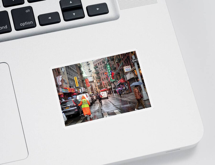 Chinatown Sticker featuring the photograph Mott Street by Alison Frank