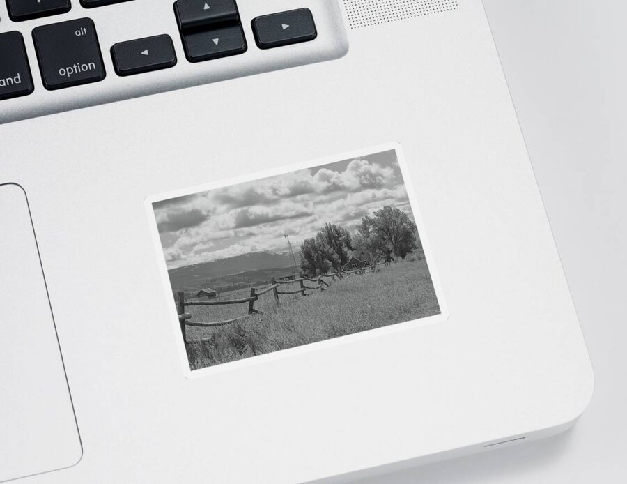 Moulton Farm Sticker featuring the photograph Moulton Farm BW by Cathy Anderson