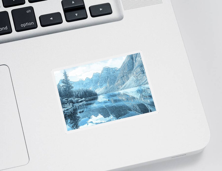 Mountain Lake Sticker featuring the mixed media Mountain Lake by Alex Mir