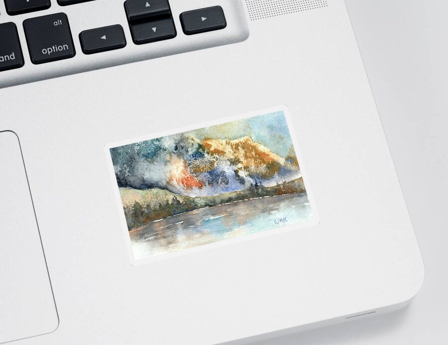 Mountain Sticker featuring the painting Mountain Lake No 2 by Wendy Keeney-Kennicutt