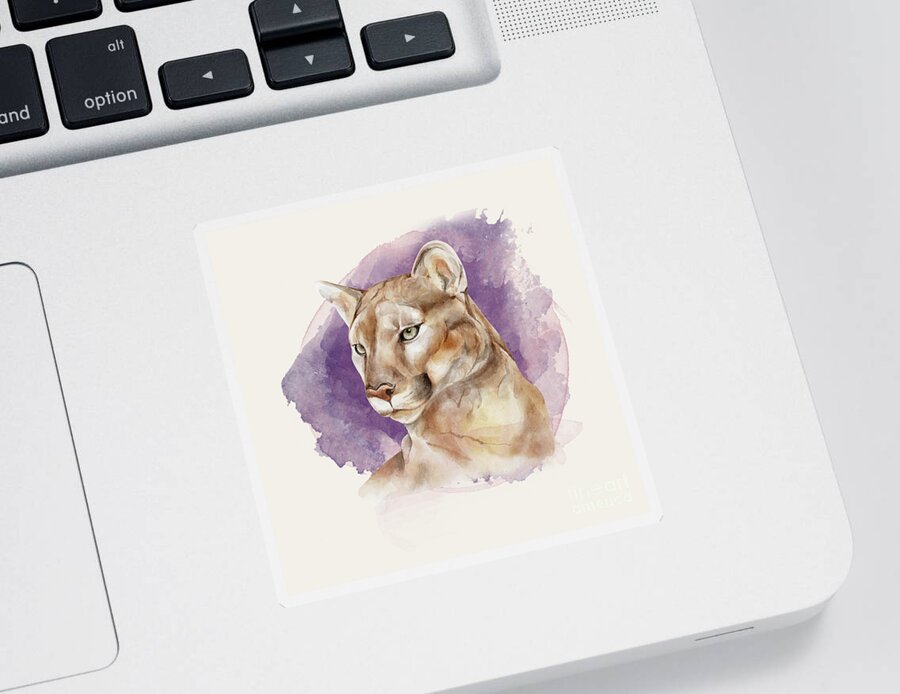Mountain Lion Sticker featuring the painting Mountain Lion by Garden Of Delights