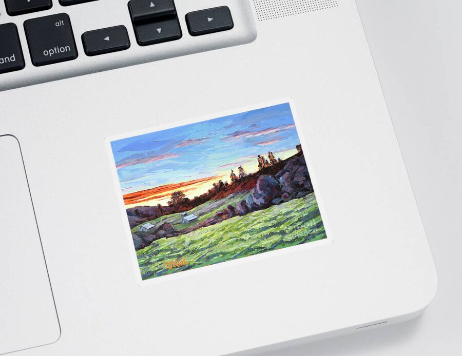 Oil Painting Sticker featuring the painting Mountain Meadow by PJ Kirk