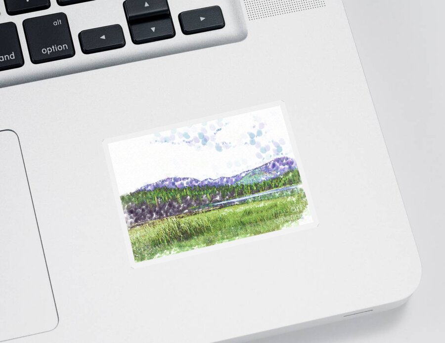 Meadow Sticker featuring the digital art Mountain Meadow Tranquility by Kirt Tisdale