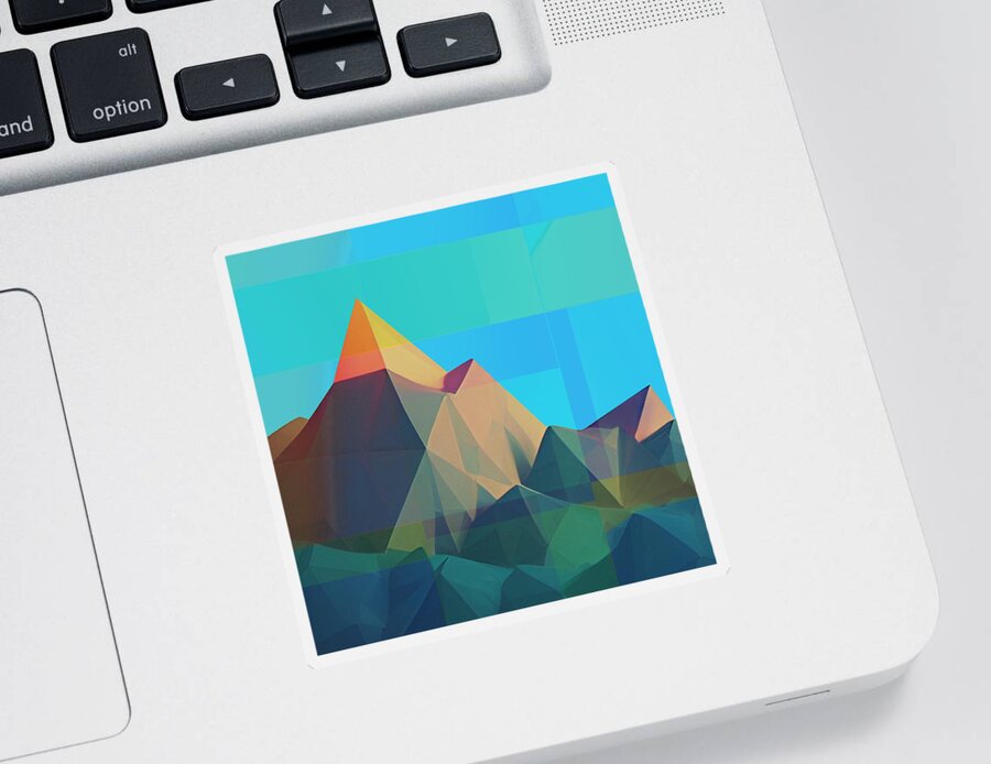 Cool Art Sticker featuring the digital art Mountain Peaks - Modern Geometric Art by Ronald Mills