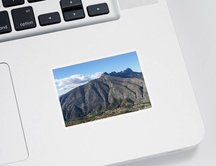 Mountain Landscape Sticker featuring the photograph Sierra de Bernia mountain ridge and clouds by Adriana Mueller