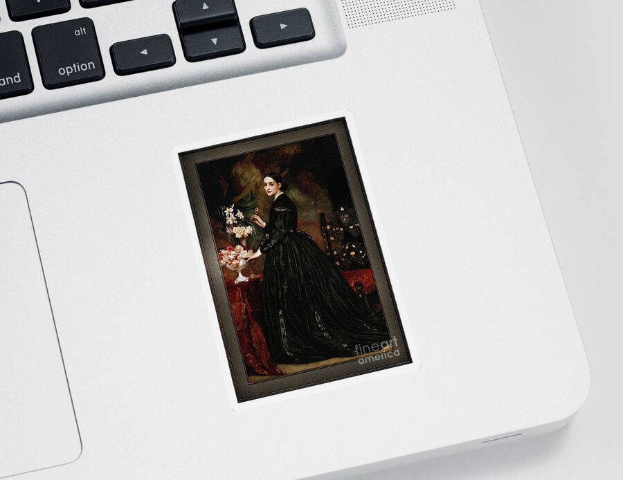 Mrs James Gutherie Sticker featuring the painting Mrs. James Guthrie by Sir Frederic Lord Leighton by Rolando Burbon