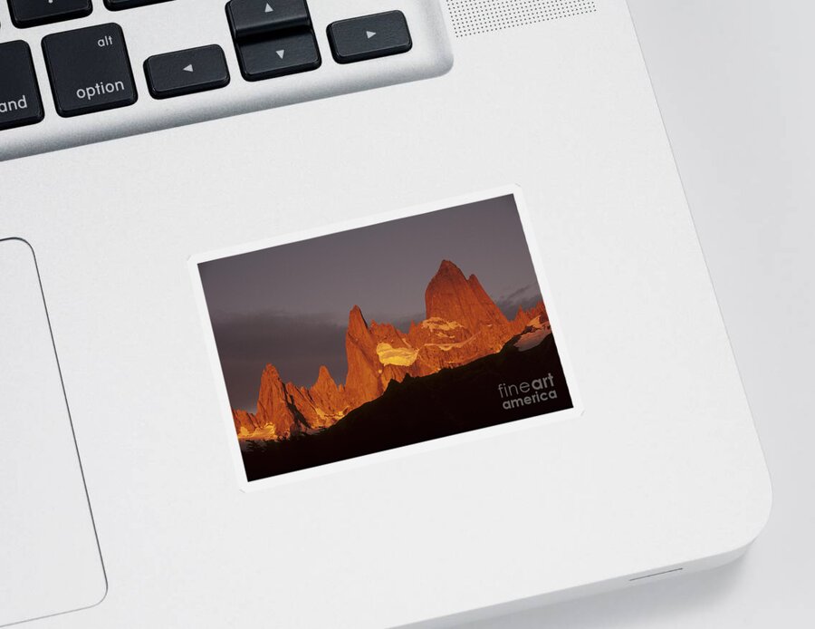 Argentina Sticker featuring the photograph Mt Fitzroy at dawn Patagonia by James Brunker