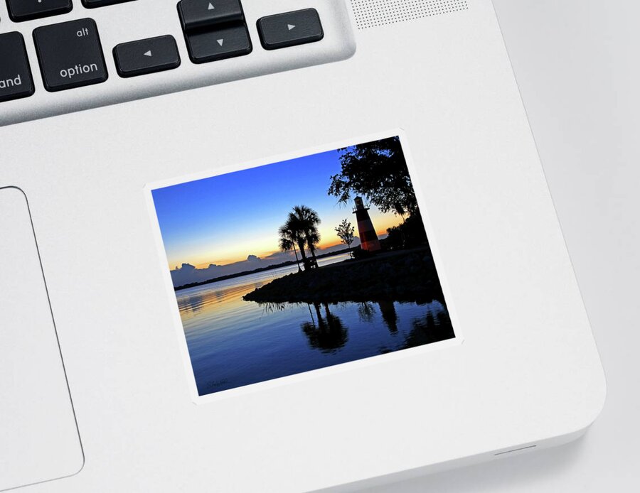 Lighthouse Sticker featuring the photograph Mt.Dora Lighthouse at Sunset by Shara Abel