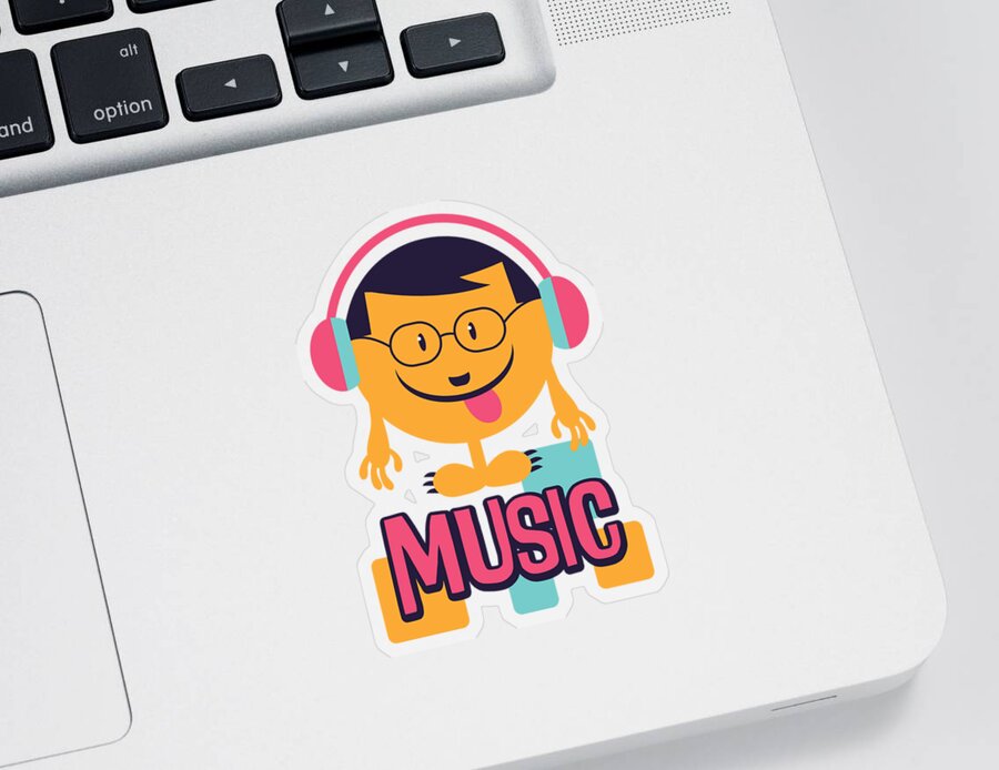 Cartoon Sticker featuring the digital art Music Silly Cartoon Monster by Jacob Zelazny
