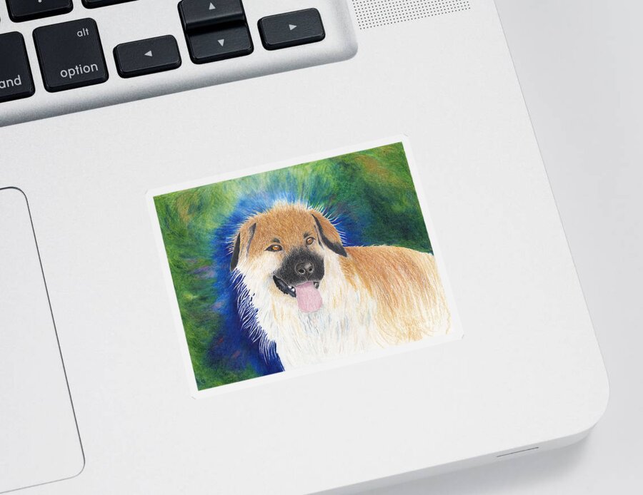 Dog Portrait Sticker featuring the painting My Best Girl Teddi Bear with Background by Conni Schaftenaar