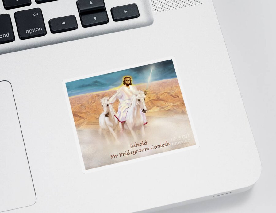 Jesus Sticker featuring the digital art My Bridegroom Cometh by Constance Woods