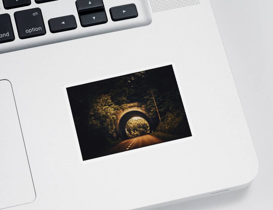 Tunnel Sticker featuring the photograph Mysterious tunnel by Yasmina Baggili