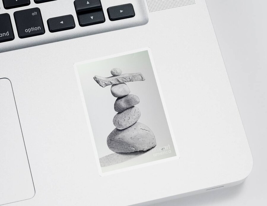 Rock Cairns Sticker featuring the drawing Mystic Cairn 2 by Garry McMichael