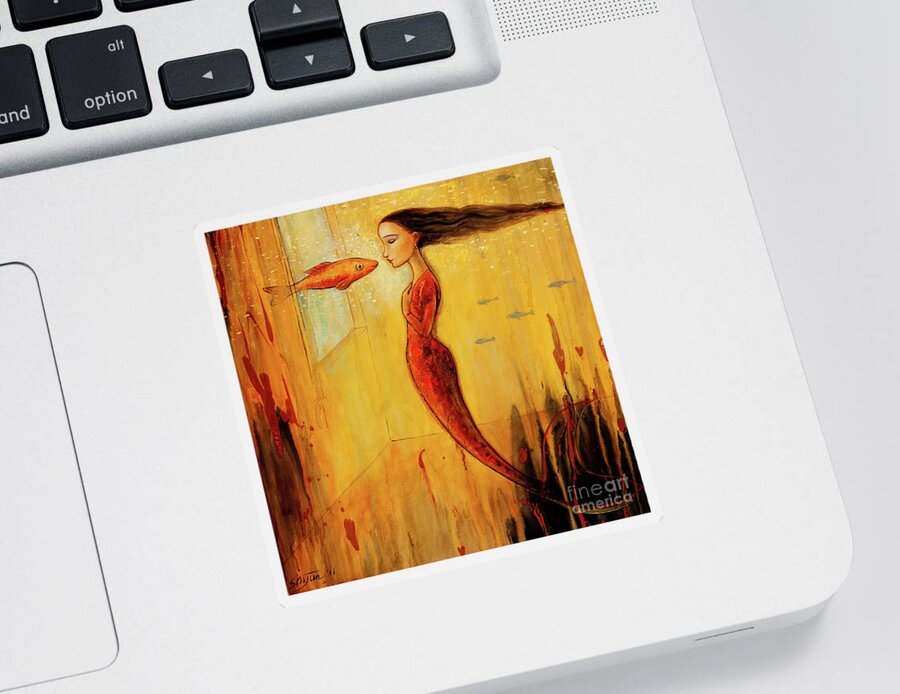 Mermaid Sticker featuring the painting Mystic Mermaid by Shijun Munns