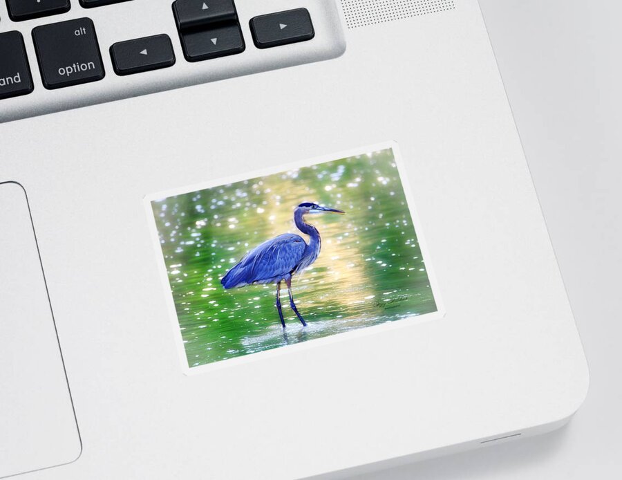 Aquatic Birds Sticker featuring the photograph Mystical Blue Heron by Mary Walchuck