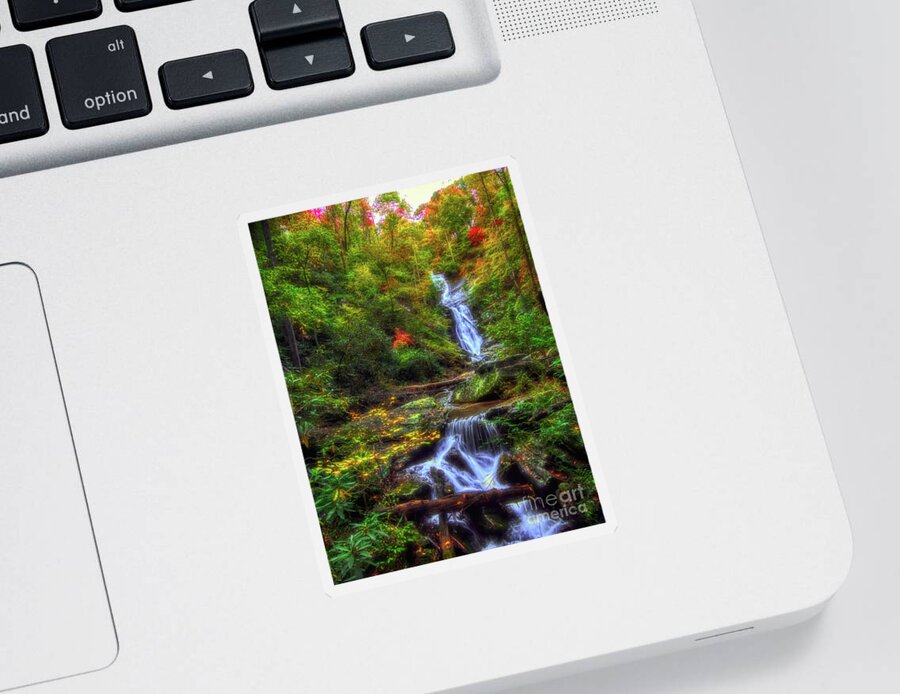 Toms Creek Falls Sticker featuring the photograph Mystical Waterfall by Amy Dundon